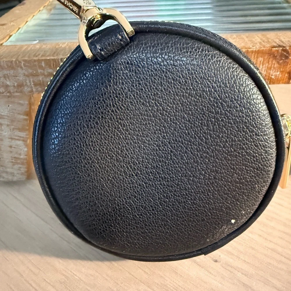 Michael Kors black Leather Round Coin Pouch